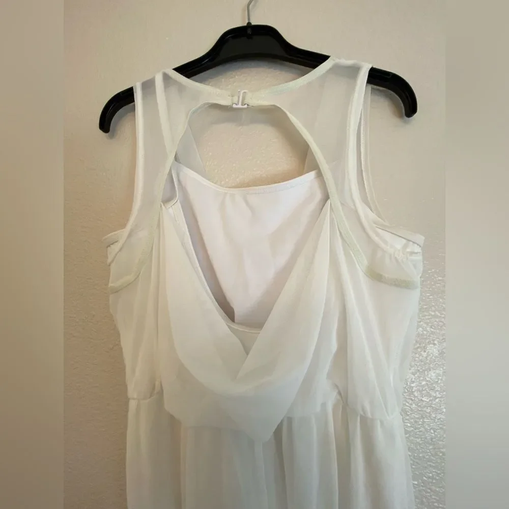 WEISSMAN Dance Costume white Cowl Drape Power Mesh Jumpsuit SM12126 SA adult